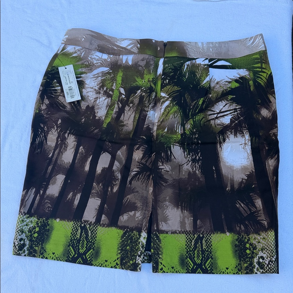 Worthington Green and Brown Palm Print Skirt